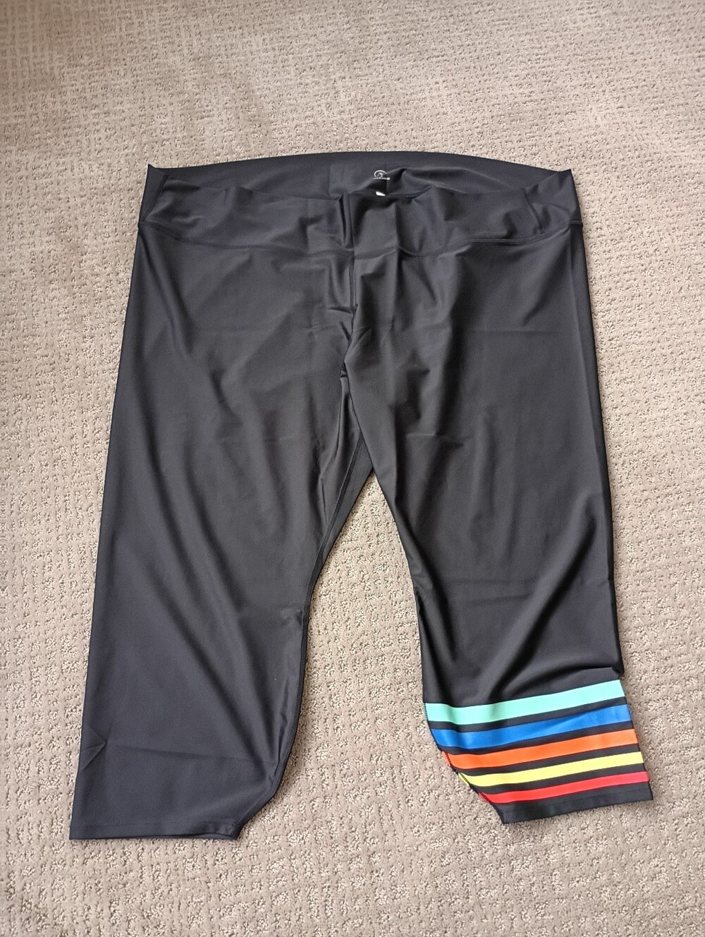 AB by ADDISON BAY Black Leggings Rainbow Stripes Size 5X - NWT